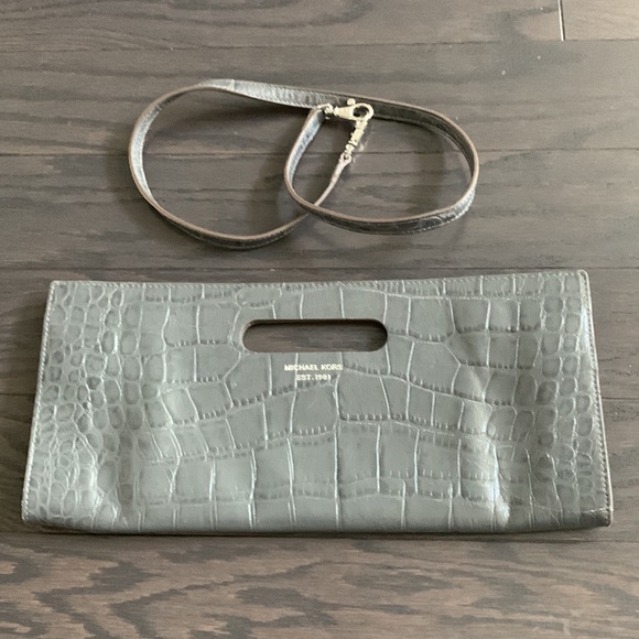Michael Kors Gray Clutch/Shoulder Purse - Picture 1 of 10